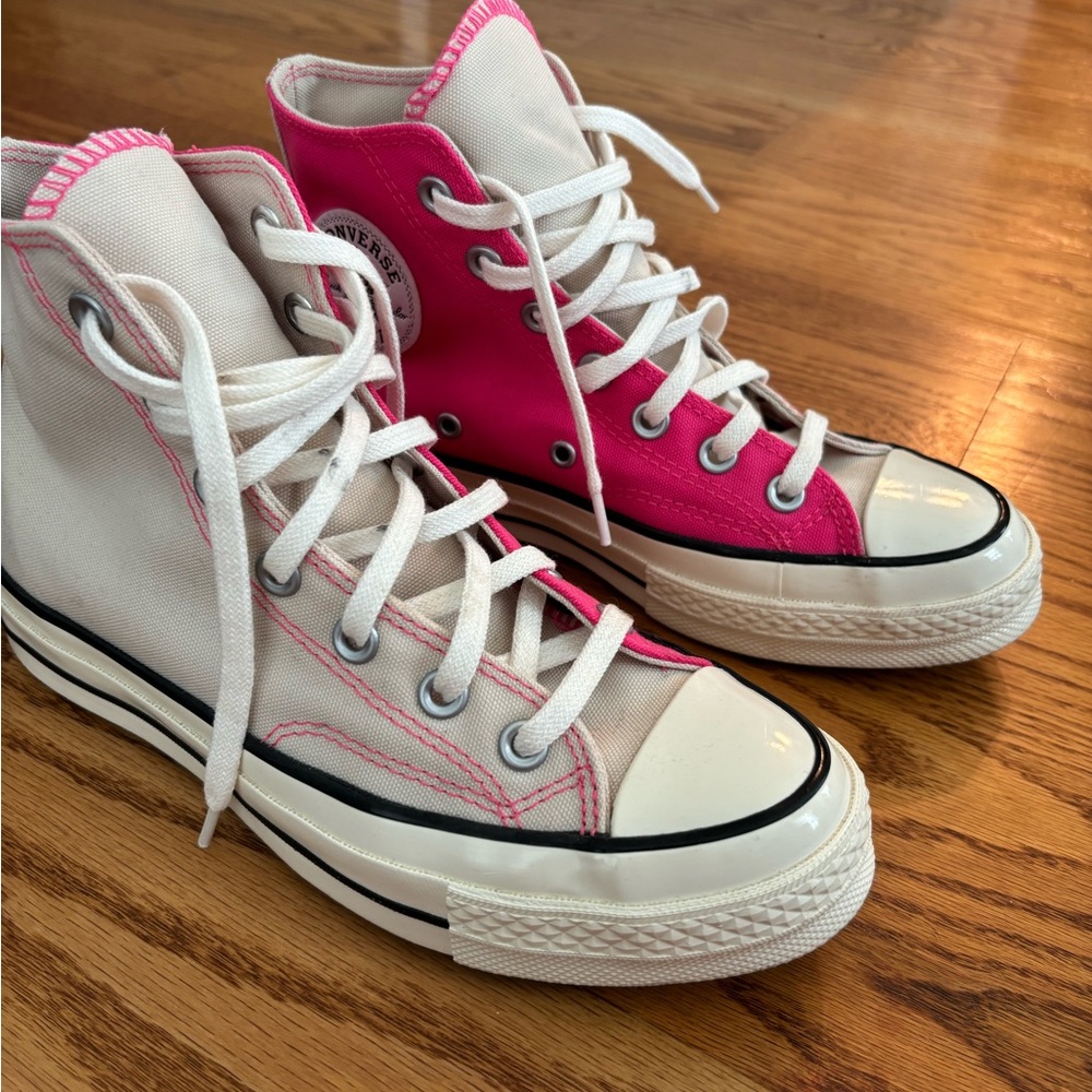 Converse High-Tops in Pink and White